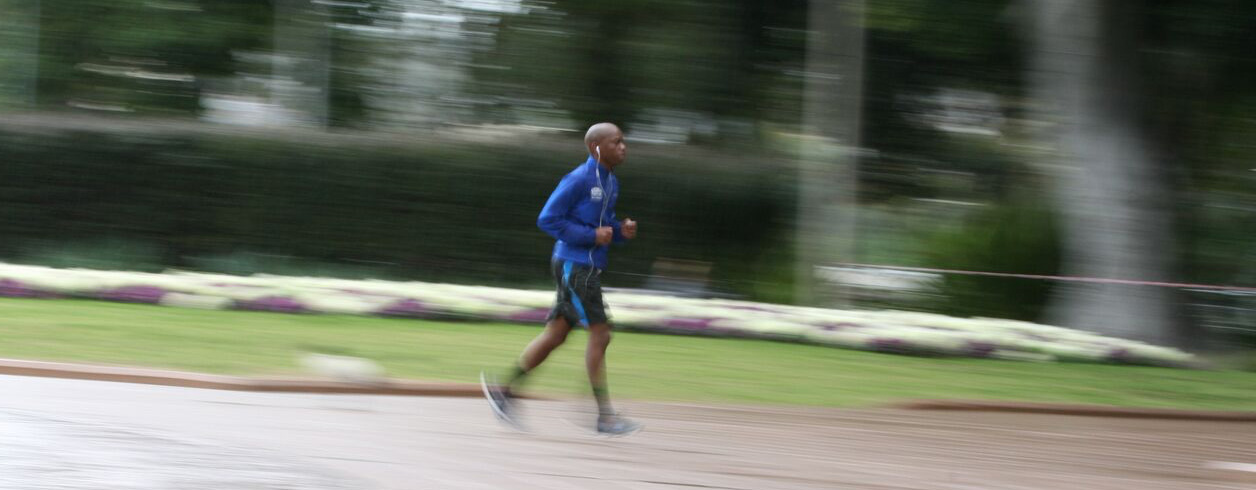 running through park
